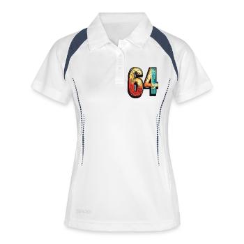 64 chiffres colorés - Polo respirant Femme - blanc/marine - Devant