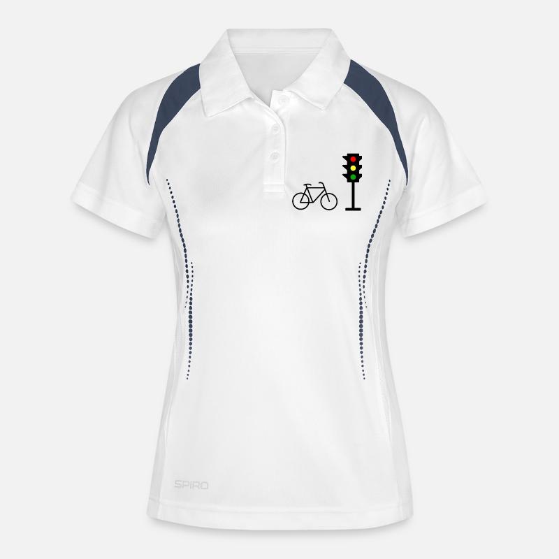 Traffic light print with bicycle - Women's Polo breathable - white/navy