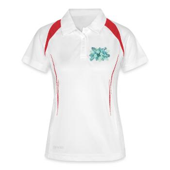 Composition florale de la sarcelle tropicale - Polo respirant Femme - blanc/marine - Devant