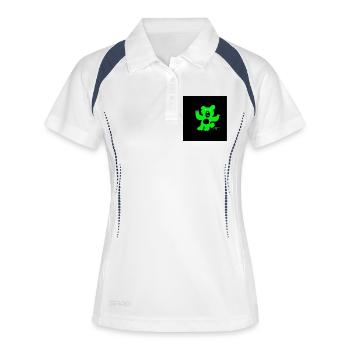 BÄR. KUNST. NACHRICHT. ZITATE. ZITATE. HUMOR. - Frauen Polo atmungsaktiv - Weiß/Navy - Vorne
