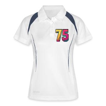 75 Zahl Bunt - Frauen Polo atmungsaktiv - Weiß/Navy - Vorne