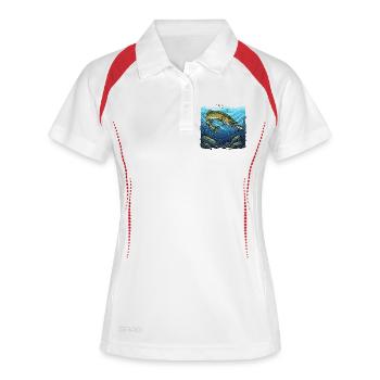 Hecht Angeln Fischen Raubfisch - Frauen Polo atmungsaktiv - Weiß/Navy - Vorne