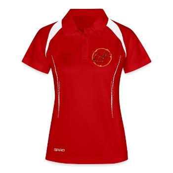 Coffee Kaffeetassenabdruck Illustration  - Frauen Polo atmungsaktiv - Weiß/Navy - Vorne