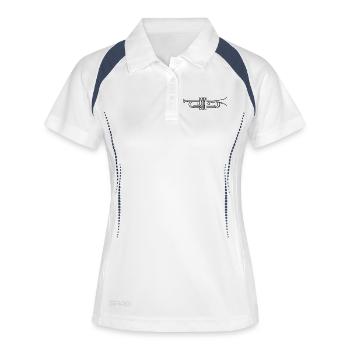 Art en ligne minimaliste de trompette - Polo respirant Femme - blanc/marine - Devant