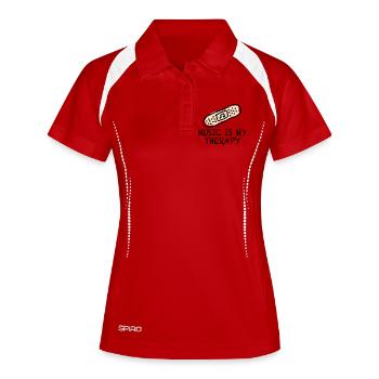 Schlager Schlagermusik Pflaster Coole Sprüche - Frauen Polo atmungsaktiv - Weiß/Navy - Vorne