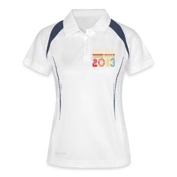 13e anniversaire de cadeaux de 13 ans Vintage 2013 - Polo respirant Femme - blanc/marine - Devant