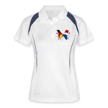 Deutschland Holland Flagge Händehalten - Frauen Polo atmungsaktiv - Weiß/Navy - Vorne