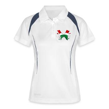 Drapeau hongrois main dans la main utilisé - Polo respirant Femme - blanc/marine - Devant