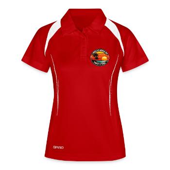 Urlaubsträume Retro Sonnenuntergang - Frauen Polo atmungsaktiv - Weiß/Navy - Vorne