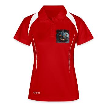 Zombie Midnight Blue Pumpkin Halloween - Polo respirant Femme - blanc/marine - Devant