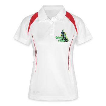 Fans de poulet - Coq - Coq - Poulet fleur - Bio - Polo respirant Femme - blanc/marine - Devant