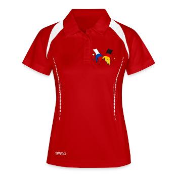 Russland Deutschland Flagge Händehalten - Frauen Polo atmungsaktiv - Weiß/Navy - Vorne