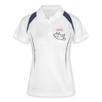 Chat rieur : Pas majeur - Polo respirant Femme - blanc/marine - Devant