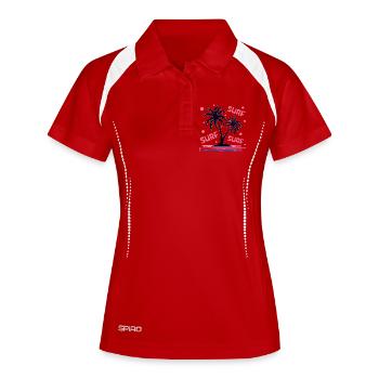 Palmiers de surf - Polo respirant Femme - blanc/marine - Devant