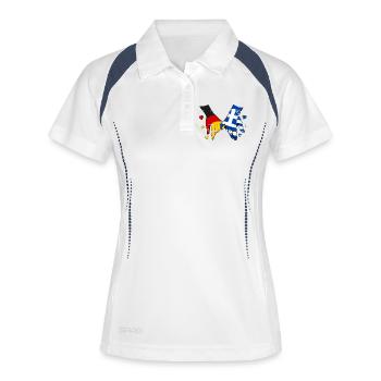 Deutschland Griechenland Flagge Händehalten - Frauen Polo atmungsaktiv - Weiß/Navy - Vorne