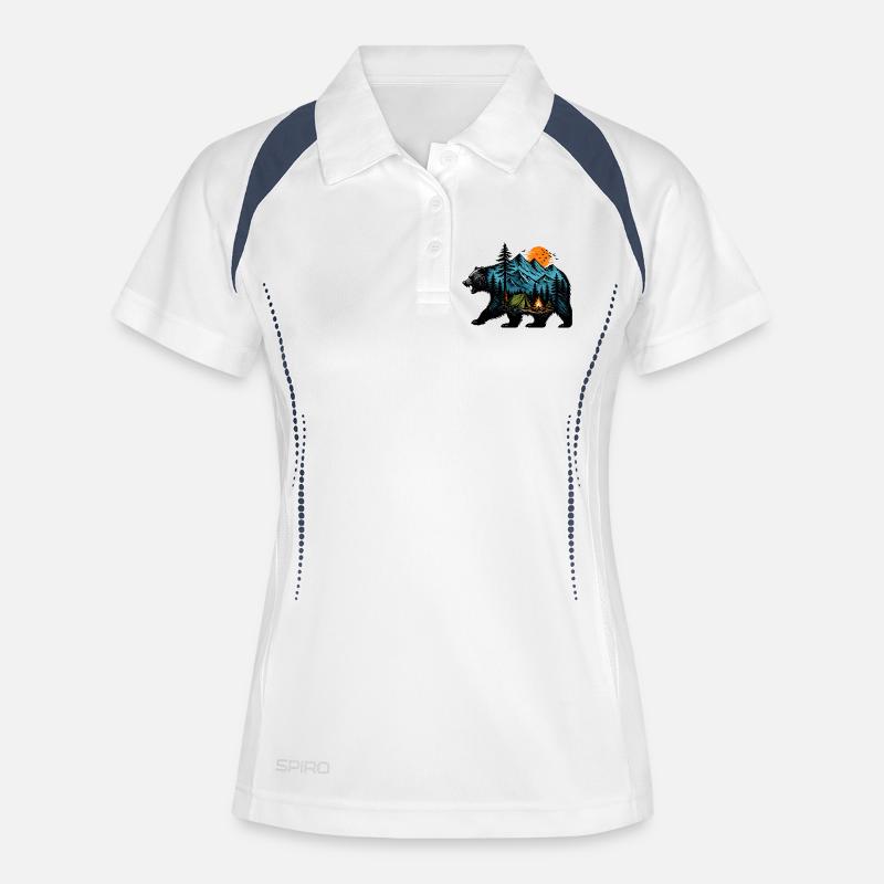 Night camping: mountain and fire - Women's Polo breathable - white/navy