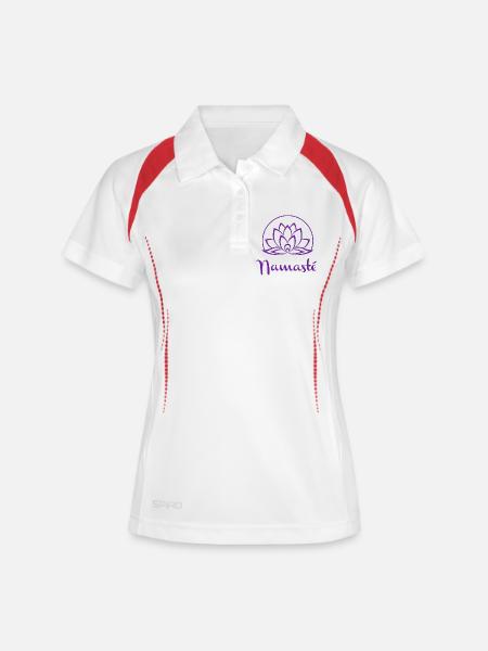 Purple Lotus Namaste Emblem - Women's Polo breathable - white/navy