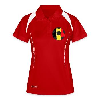 Football_team_Belgium - Frauen Polo atmungsaktiv - Weiß/Navy - Vorne