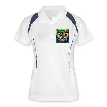 Eule - Frauen Polo atmungsaktiv - Weiß/Navy - Vorne