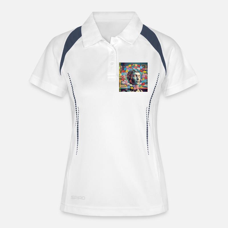 Android with brain satellites - Women's Polo breathable - white/navy