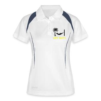 Hängematte Off Duty Spruch - Frauen Polo atmungsaktiv - Weiß/Navy - Vorne