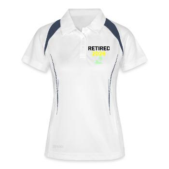 Retired 2026 Rente Palme - Frauen Polo atmungsaktiv - Weiß/Navy - Vorne
