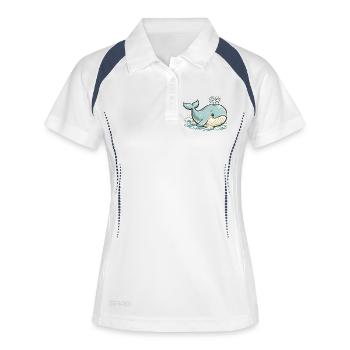 Petit animal éclaboussure de baleine bleue - Polo respirant Femme - blanc/marine - Devant