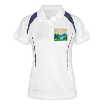 Sonnenaufgang - Frauen Polo atmungsaktiv - Weiß/Navy - Vorne