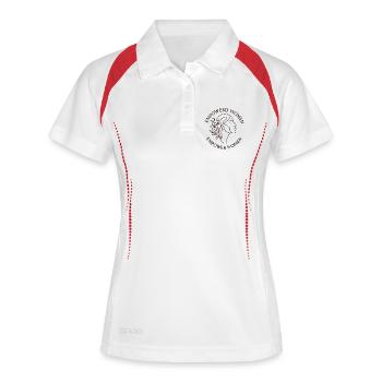 Logo du tour féminin fort - Polo respirant Femme - blanc/marine - Devant