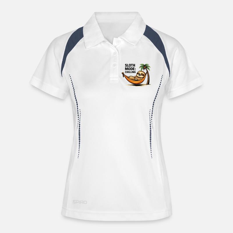 Relaxing Sloth in Tropical Hammock - Women's Polo breathable - white/navy