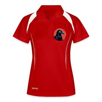 Corbeau noir dans l’orbite rouge - Polo respirant Femme - blanc/marine - Devant