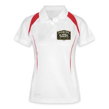Ich bin nicht teuer – zu wenig Budget - Frauen Polo atmungsaktiv - Weiß/Navy - Vorne