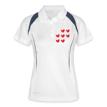 I Love You Hearts Typography Graphic - Frauen Polo atmungsaktiv - Weiß/Navy - Vorne