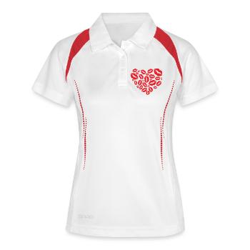 Red Lipstick Kisses Heart Romantic Love Design - Women's Polo breathable - white/navy - Front