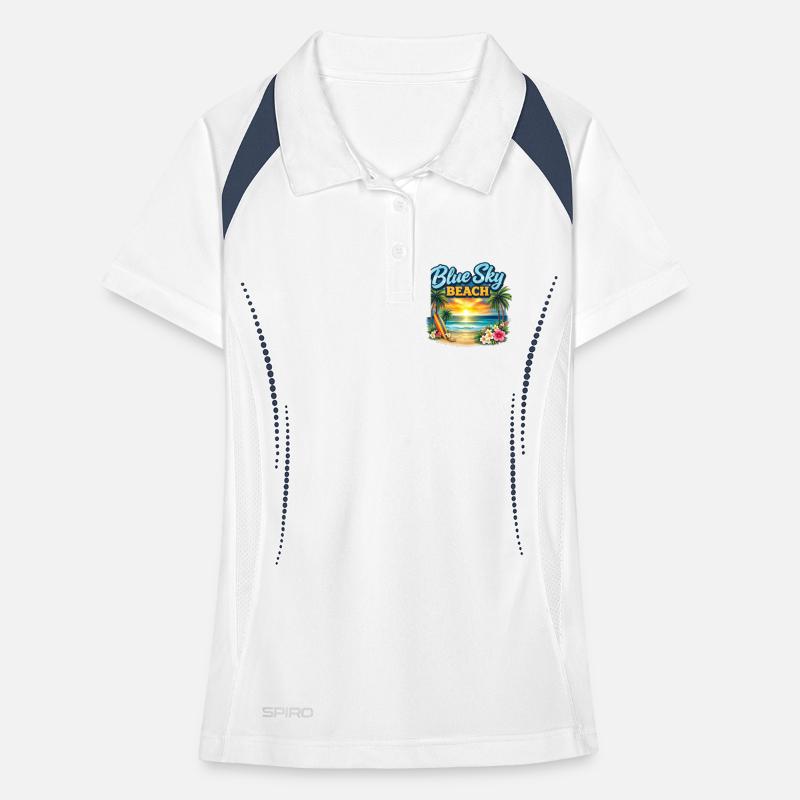 Blue Sky Beach Sunset Women's Polo breathable