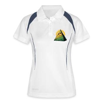 illuminati-pyramide - Frauen Polo atmungsaktiv - Weiß/Navy - Vorne
