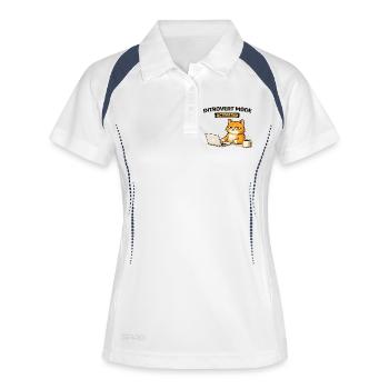 Introvertierter Modus aktivierte Katze - Frauen Polo atmungsaktiv - Weiß/Navy - Vorne