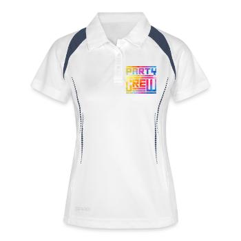 Rainbow Splash Party Schrift - Frauen Polo atmungsaktiv - Weiß/Navy - Vorne