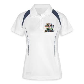  Mein Körper Meine Identität Pride LGBT Queer - Frauen Polo atmungsaktiv - Weiß/Navy - Vorne