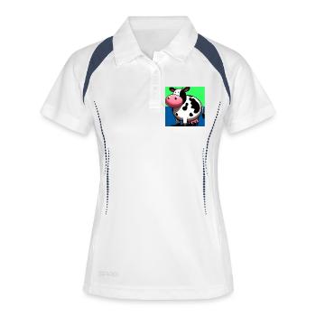 vache - Polo respirant Femme - blanc/marine - Devant