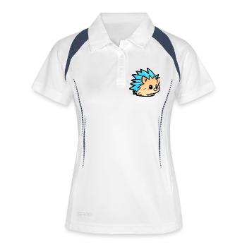 Süßer Kawaii-Igel-Doodle-Cartoon - Frauen Polo atmungsaktiv - Weiß/Navy - Vorne