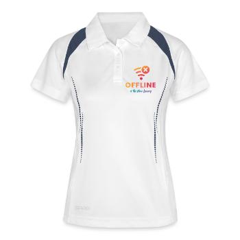 Offline ist der neue Luxus - Frauen Polo atmungsaktiv - Weiß/Navy - Vorne
