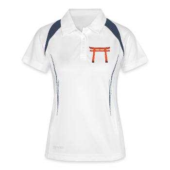Lebendiges Torii-Tor - Frauen Polo atmungsaktiv - Weiß/Navy - Vorne