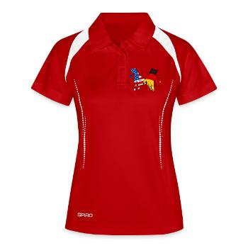 Drapeaux américains-allemands Tenue de main utilisée - Polo respirant Femme - blanc/marine - Devant