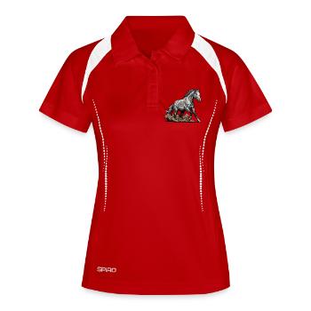Dappled Grey Horse Gallop Equestrian Rodeo - Women's Polo breathable - white/navy - Front