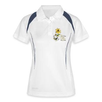 Tournesol et Papillon - Polo respirant Femme - blanc/marine - Devant