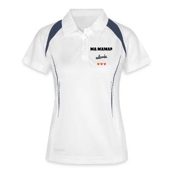 MAMAN. FÊTE DES MÈRES. COEUR. FÊTE. BONNE FÊTE - Polo respirant Femme - blanc/marine - Devant