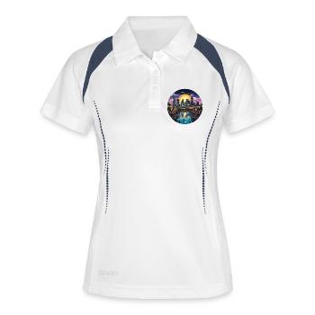 Sonnenuntergangsstadt am Wasser - Frauen Polo atmungsaktiv - Weiß/Navy - Vorne