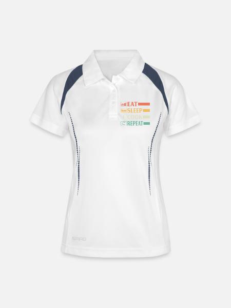 Lustiger Koch Chefkoch Bäcker Koch Eat Sleep Koch Rep - Frauen Polo atmungsaktiv - Weiß/Navy