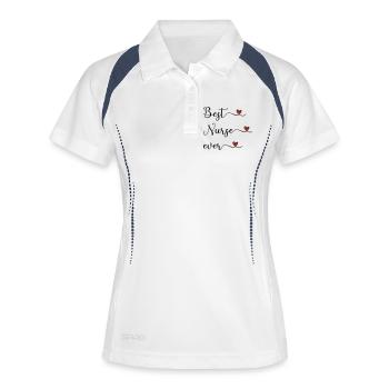 Krankenschwester - beste Krankenschwester - Frauen Polo atmungsaktiv - Weiß/Navy - Vorne